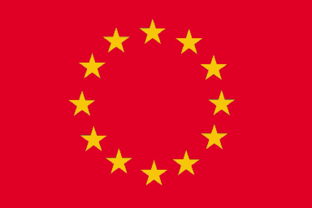 Bandera europea amb fons roig