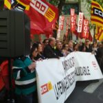 Els secretaris generals dels sindicats majoritaris s'han adreçat als treballadors presents a la concentració