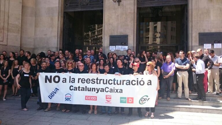 Concentració de treblladors de CatalunyaCaixa