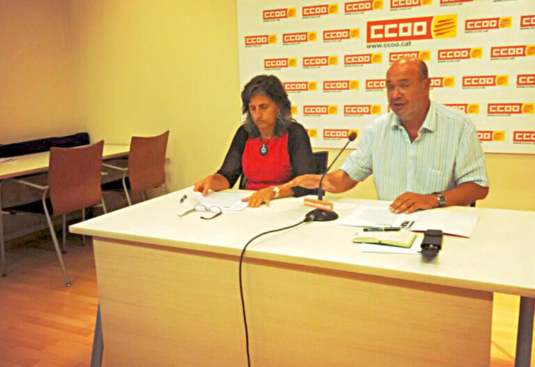 Joan Carles Gallego, amb dolors Llobet, secretaria de Comunicació de CCOO