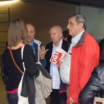 Els tres negociadors sindicals entrant en una reuniò anterior
