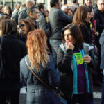 Treballadors i treballadores del Metro van f de lamanifestació una protesta sorollosa