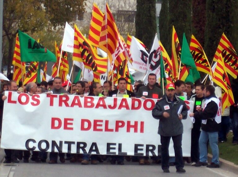 Manifestació de treballadors de Delphi contra un dels ERO aplicats per l'empresa, Foto: CCOO