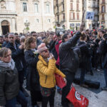 Manifestació de treballadors de Metro de Barcelona, davant l'Ajuntament de Barcelona Foto: SANDRA LÀZARO
