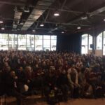 Una instantània de l'assemblea de vaguistes d'autobusos a les cotxeres de Sants, Patrícia Álvarez