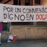 Pancarta dels treballadors de Doga, foto : Àlvaro Muñoz CCOO