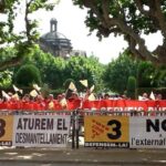 Protesta de treballadors de TV3 davant del Parlament de Catalunya