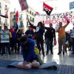 Protesta dels treballadors de salvament marítim a Plaça de Sant Jaume
