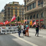 Delegats de CCOO acostant-se al lloc de concentració: Foto Tomeu Ferrer