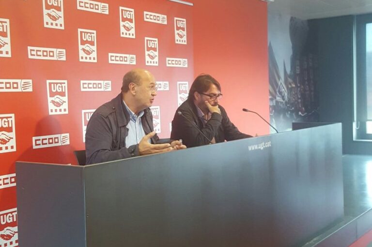 Joan Carles Gallego i Àlgel Ros en la roda de premsa per fixar prioritats pels pressupostos 2017 foto: CCOO