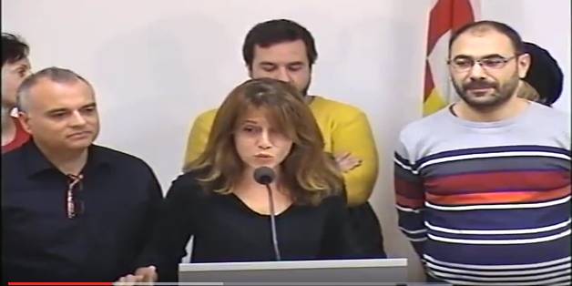 Imatge de la roda de premsa dels treballadors de BTV font: Youtube