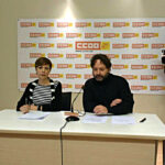 Gina Argemir i Ricard Bellera durant la presentació de l'informe de CCOO foto: Tomeu Ferrer