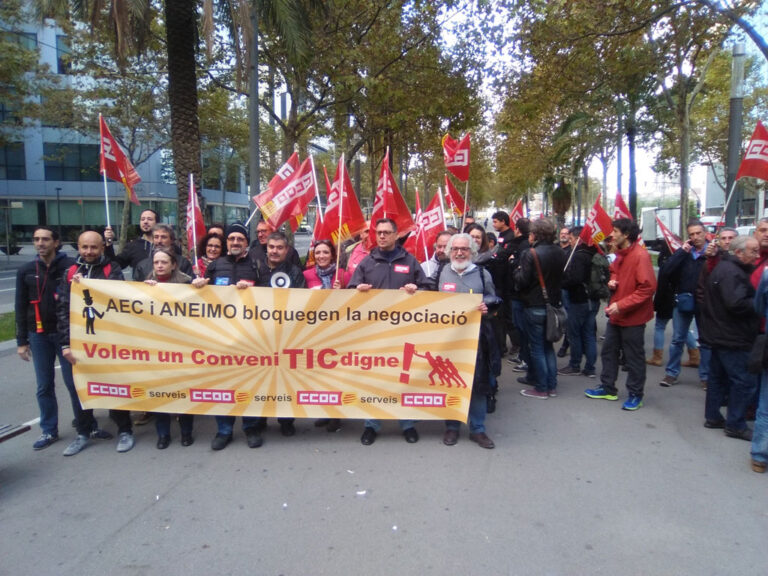 Manifestació de treballadors TIC reclamant un nou conveni foto: CCOO