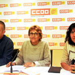 Toni Mora, Carme Martínez i Isabel Duran en la roda de premsa de CCOO sobre renda garantida foto Tomeu Ferrer