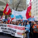 Manifestació dels treballadors amb discapacitat convocada per CCOO i UGT el 10 d'abril de 2018. Foto: CCOO-Catalunya