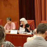 Roser Mercadé, presidenta del comitè d'empresa de TV3, es dirigeix als diputats de la Comissió de Control de la CCMA