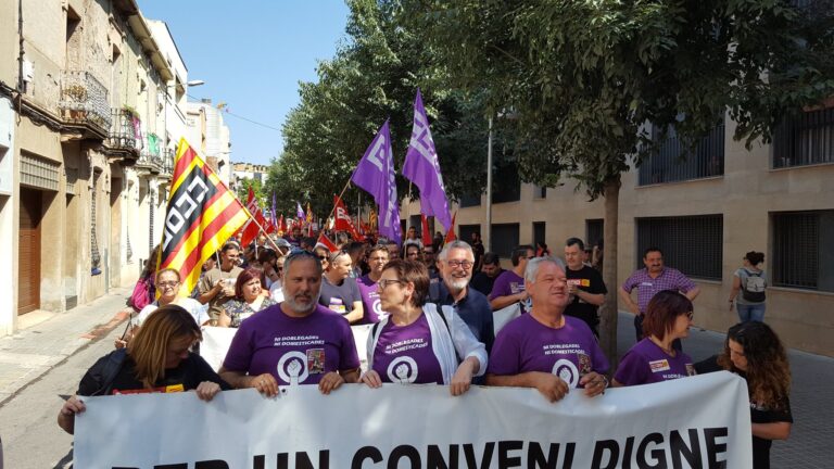 Imatge de la manifestació dels treballadors del tèxtil a Sabadell foto: CCOO