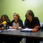 D’esquerra a dreta, Pedro Mercader (CGT), Ramon Font (USTEC), Ingrid Chavarría (CGT), Marina Pérez (USTEC), Lucía Aguilar (ASPEPC) i Xavier Massó (ASPEPC) | Foto: VS