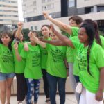 Kellys de Barcelona celebrant la creació de la secció sindical de l'Hotel Barcelona Hilton foto: Tomeu Ferrerr