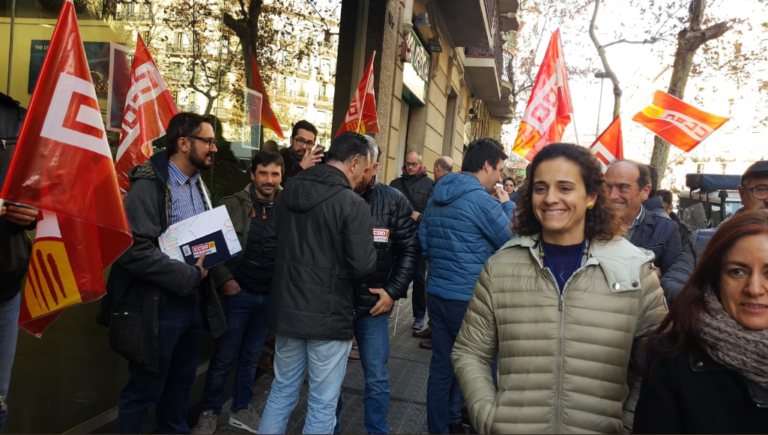 Una de les concentracions durant la primera jornada de vaga, foto: CCOO de Catalunya