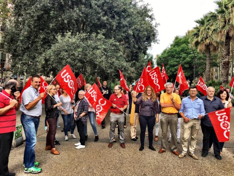 Un grup de treballadors de la USOC en una protesta sindical foto: USOC