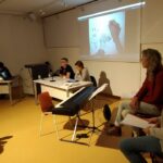 Acte de presentació de l'obra La Càrrega a Badalona, amb Jordi Albaladejo i Carme Martínez foto: Omnium Badalona