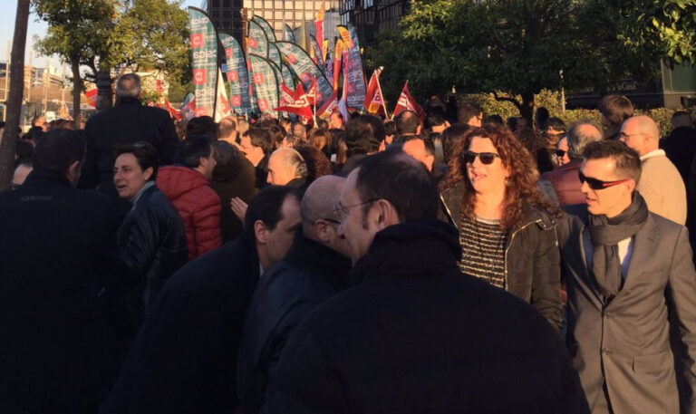 Concentració de treballadors de Caixabank en una imtge d'arxiu foto: CCOO