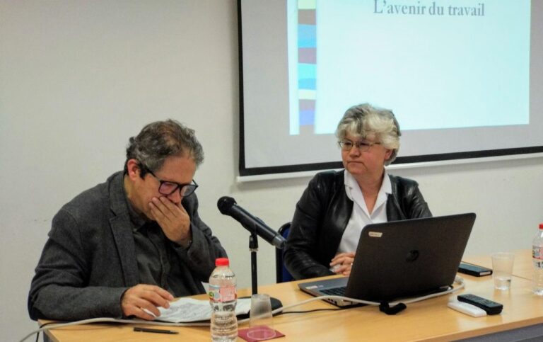 Dominique Méda, en la conferència pronunciada a Barcelona foto: Tomeu Ferrer