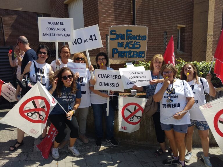 Concentració de treballadores de Les Hortènsies d'Alella contra el canvi unilaterial de conveni foto: UGT Catalunya