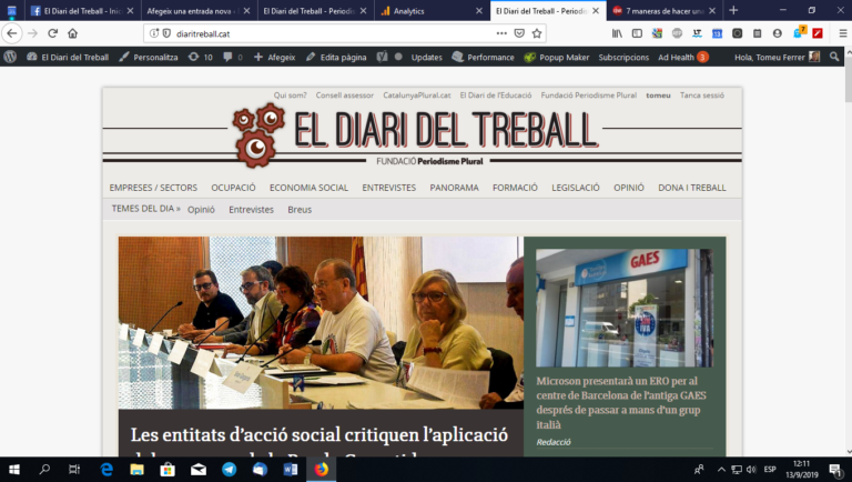 Portada Diari Treball