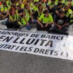Seguda d'estibadores i estibadors durant la vaga general del 18 O foto IAC