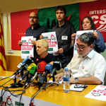 Assumpta Barbens (IAC) i Carles Sastre I-CSC presenten la vaga del 18 d'octubre foto: Tomeu Ferrer