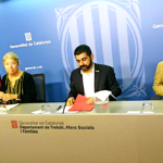 Maria Luz Bataller, Chakir el Homrani i Josep Ginesta , durant la roda de premsa foto TF