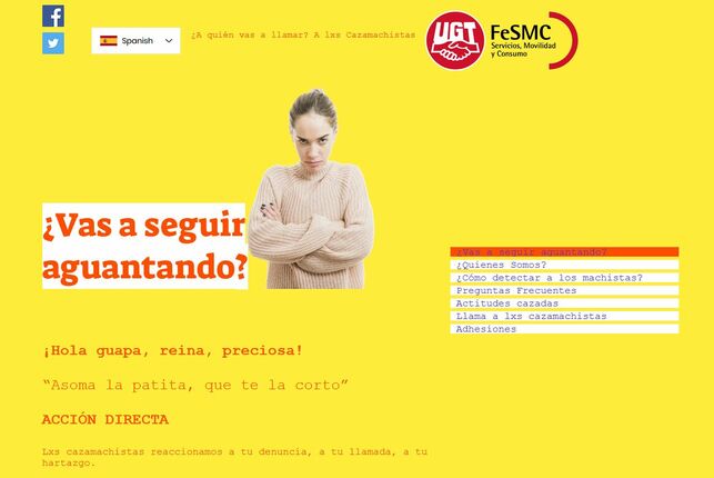 captura de plantilla de la campanya Cazamachistas, d'UGT 