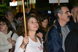 Araceli Fuentes, en una manifestació font Educació CCOO