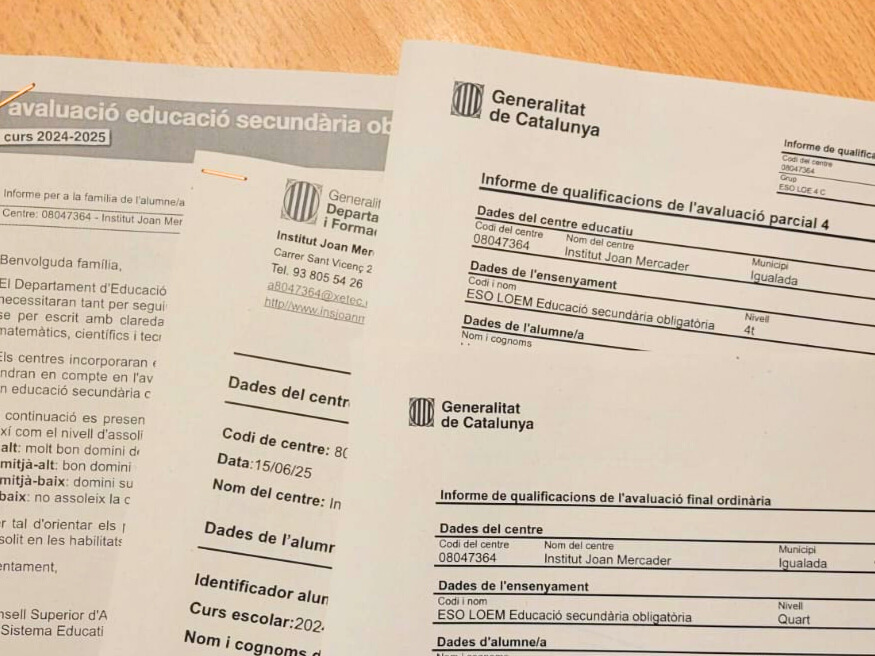 Butlletí de notes de 4t. d'ESO. | Foto: B.F.